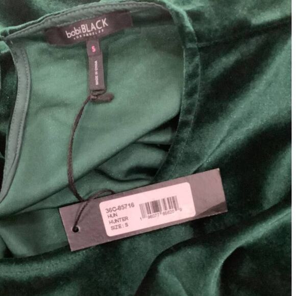 Bobi Mercy Dress Hunter Green Lantern Sleeve Velvet A Line Size Small - Picture 9 of 11